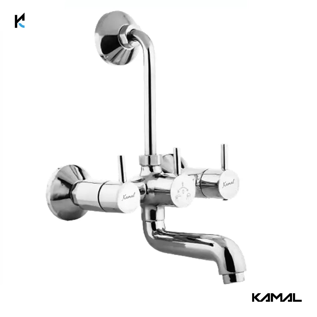 Flora Brass Wall Mixer with L Bend Pipe (Full Brass) - by Kamal
