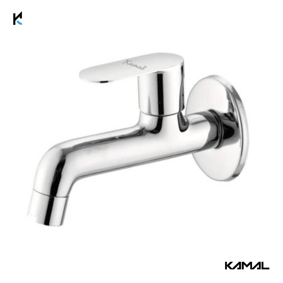 Opal Long Body Bib Tap with Wall Flange (Full Brass) - by Kamal