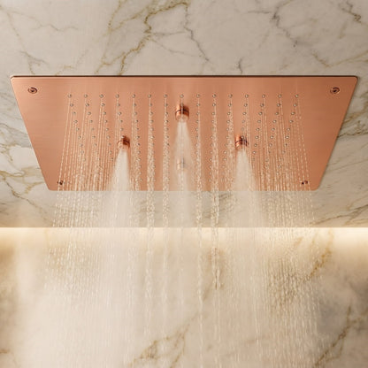KAMAL 19 × 13 Inch Luxury Ceiling Mounted Rain Shower | SS 304 | Rain + Mist | PVD Rose Gold