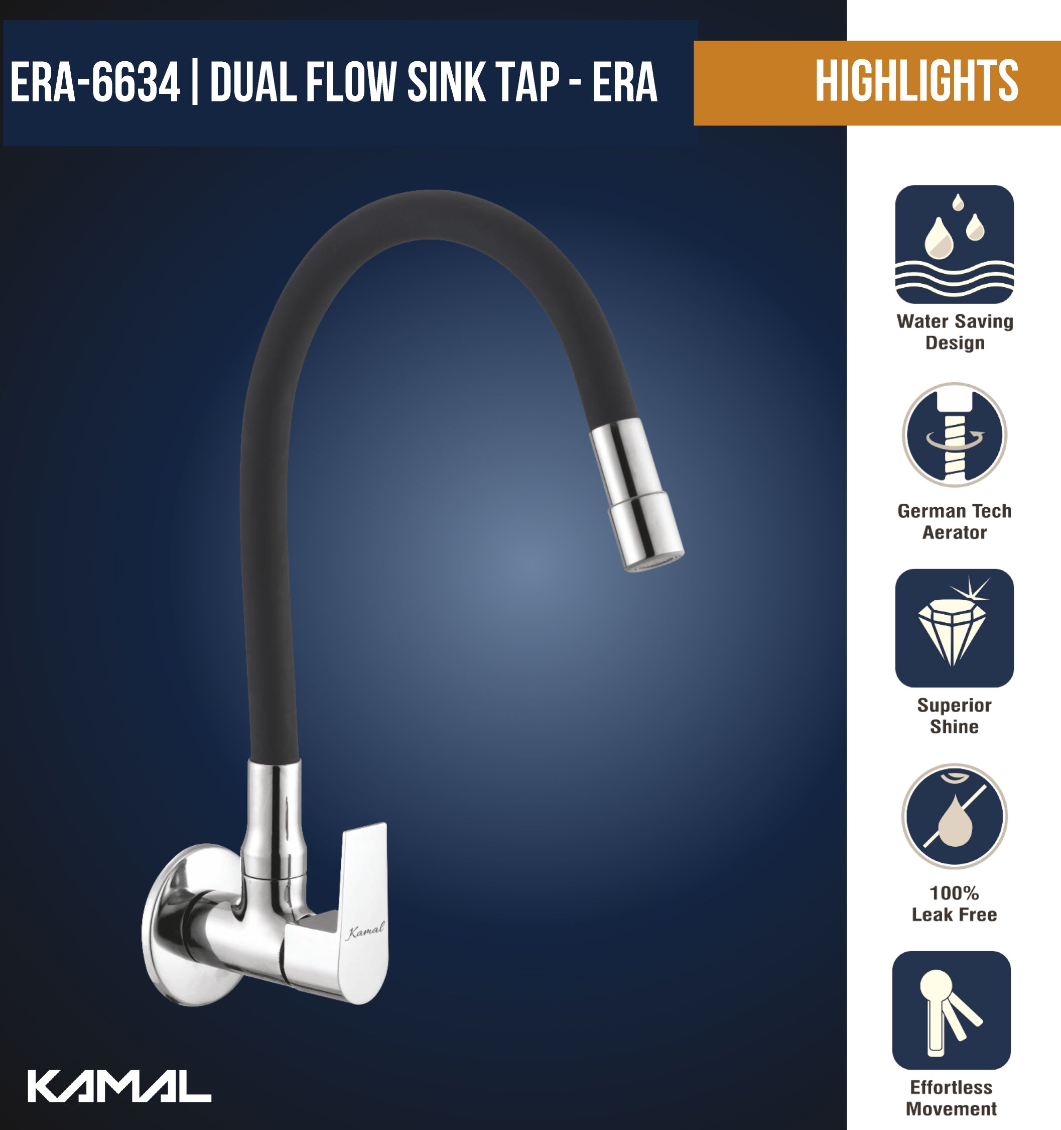 Era Dual Flow Sink Tap – by Kamal