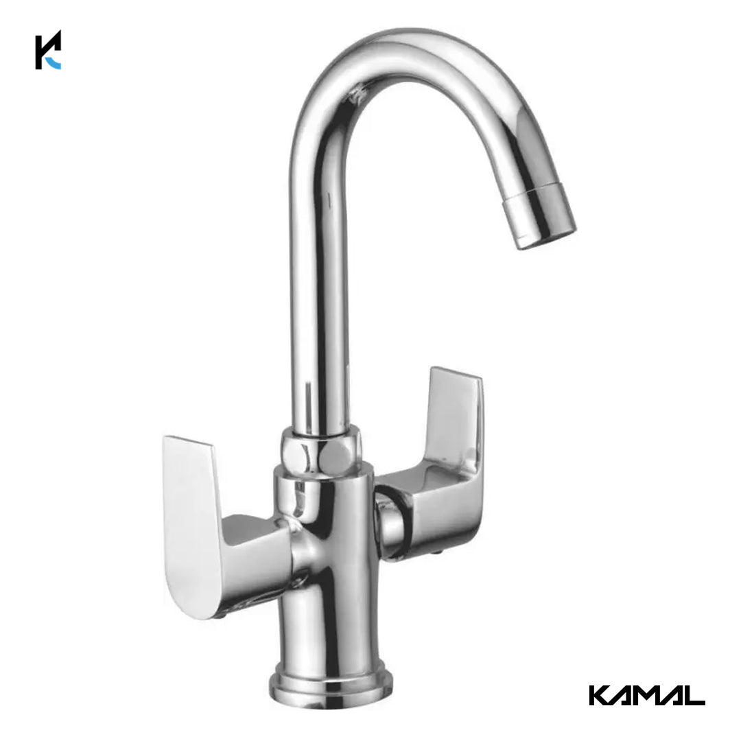 Era Deck Mounted Basin Mixer (Full Brass) - by Kamal