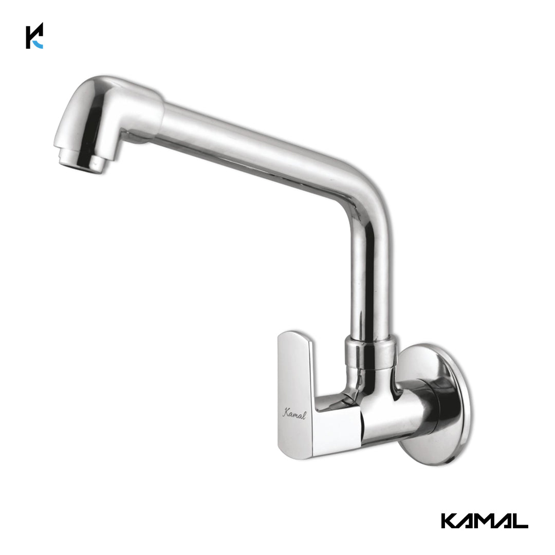 Cubix Sink Tap Elbow Spout (Full Brass) - by Kamal