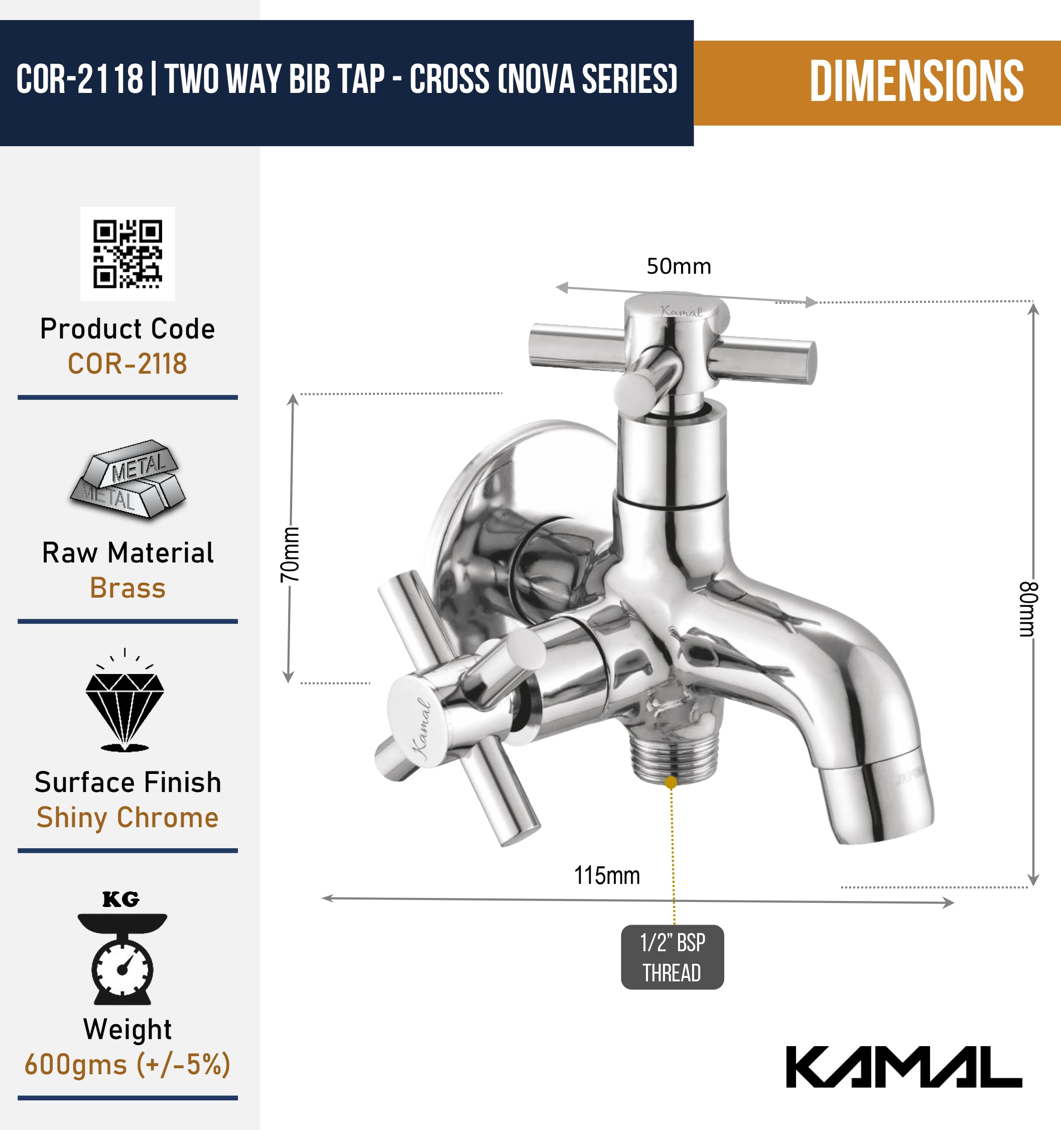 Cross Nova Series Two Way Bib Cock - by Kamal