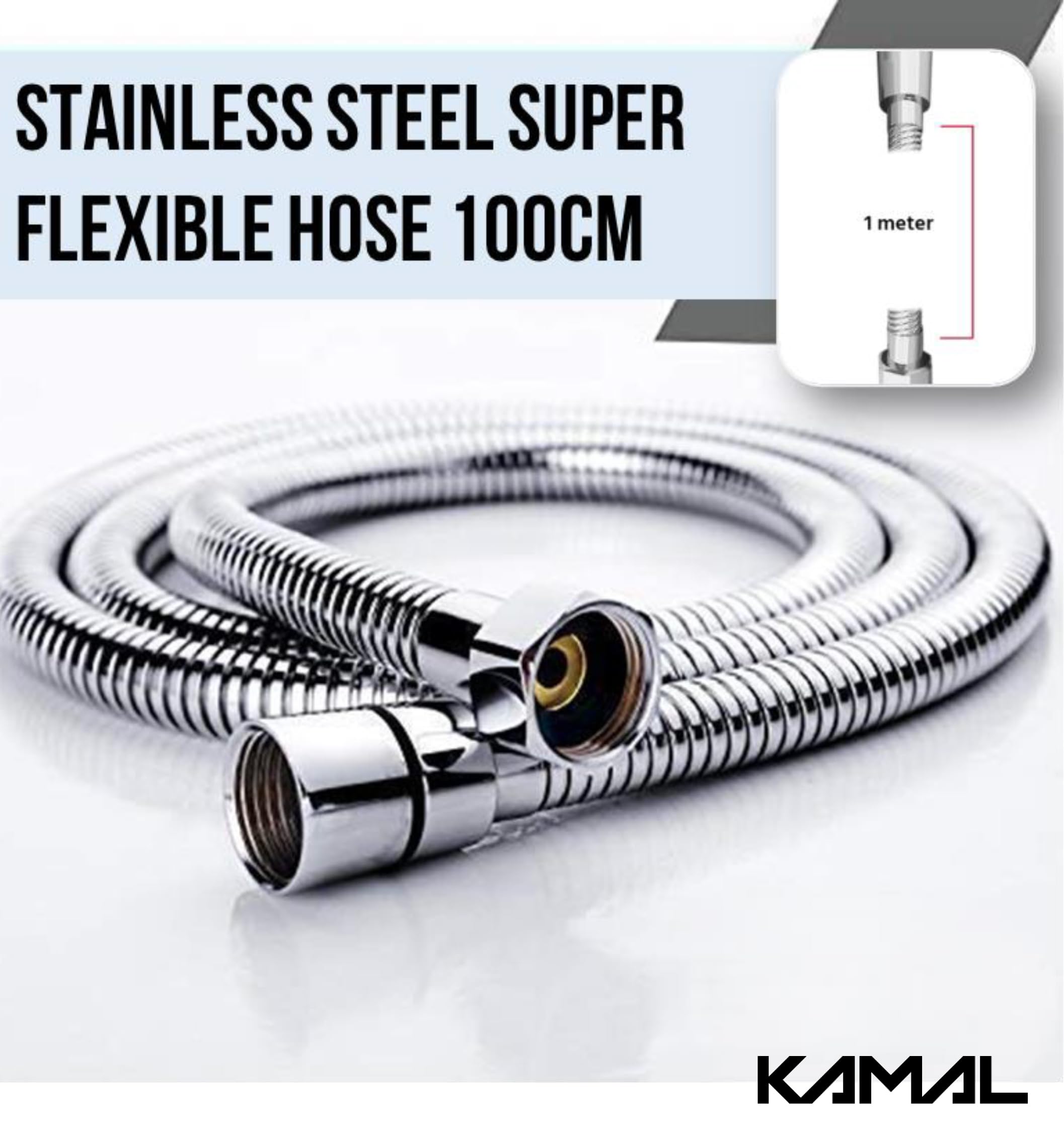 Moonstone Premium Health Faucet with 1 Mtr Stainless Steel Flexible Shower Hose & Wall Hook - by Kamal