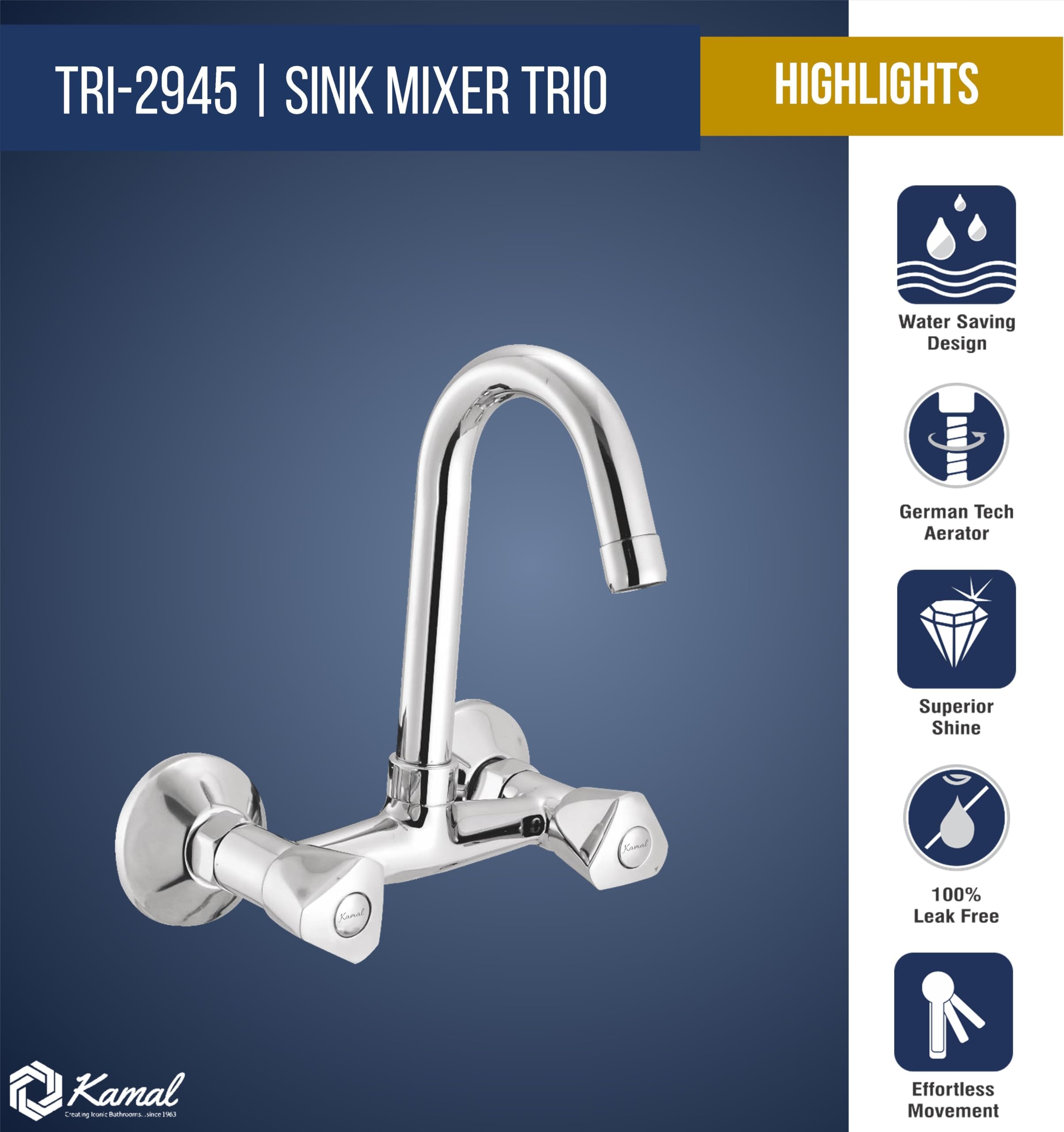 Trio Sink Mixer - by Kamal