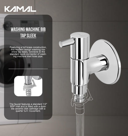 Washing Machine Bib Tap Sleek (Full Brass) - by Kamal