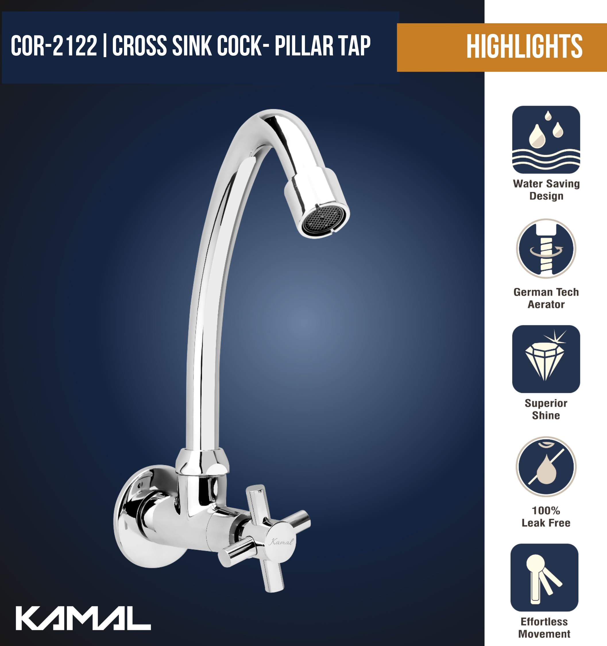 Cross Sink Tap (Full Brass) - by kamal