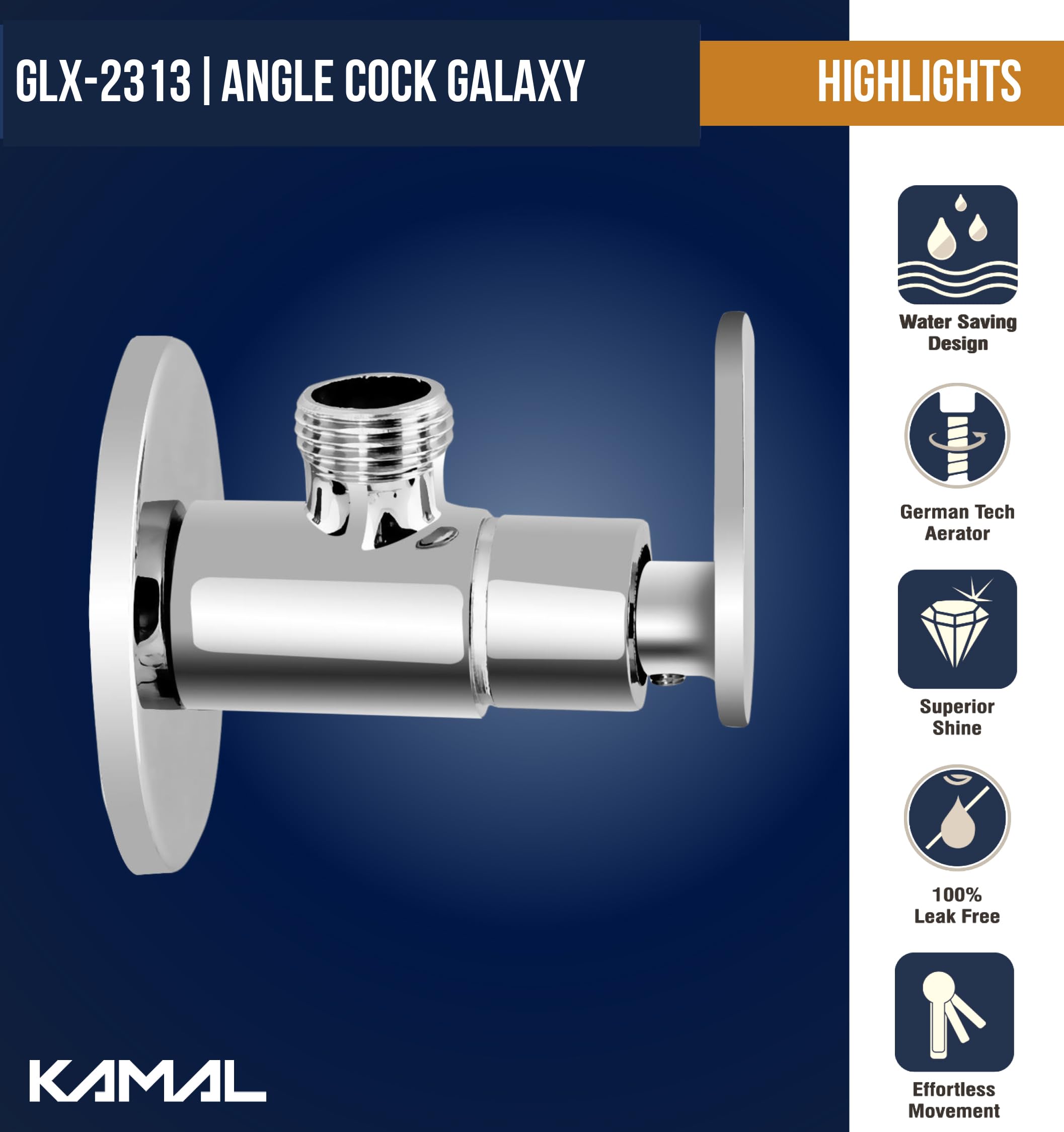 Galaxy Angle Valve (Full Brass) - by Kamal