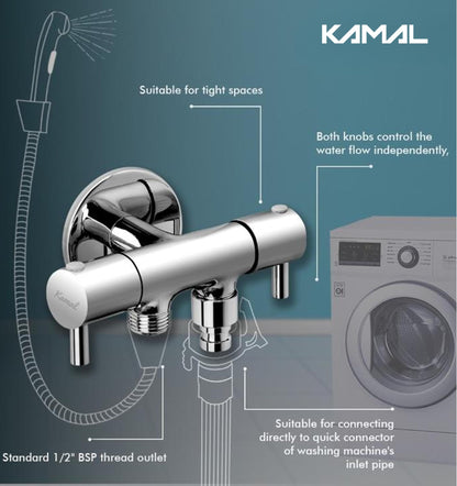 Ertiga Two Way Bib Tap (Full Brass) - by Kamal