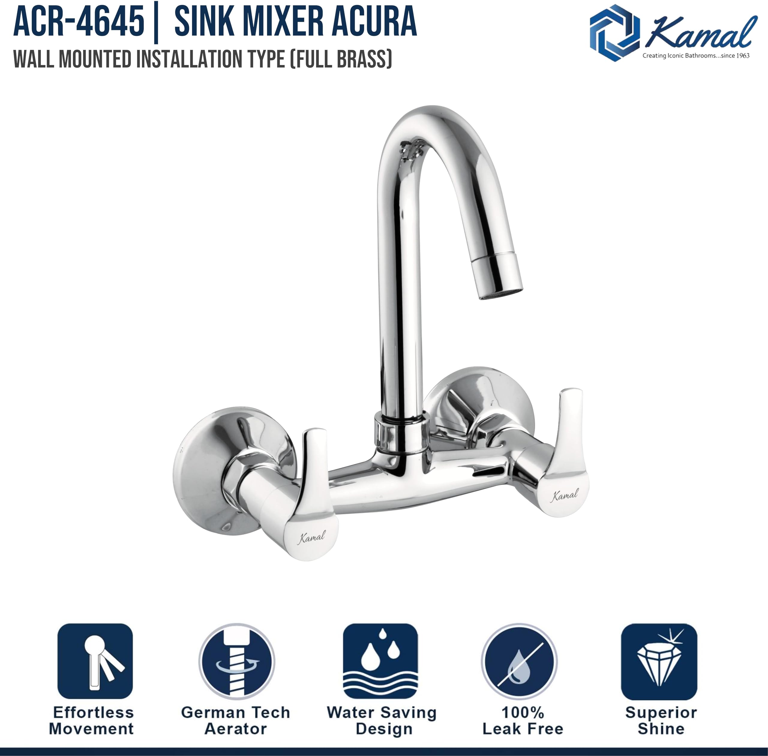 Acura Sink Mixer (Full Brass) - by Kamal