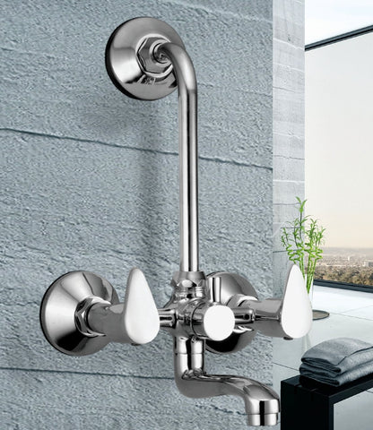 Vignette Wall Mixer with L Bend Pipe (Full Brass) - by Kamal