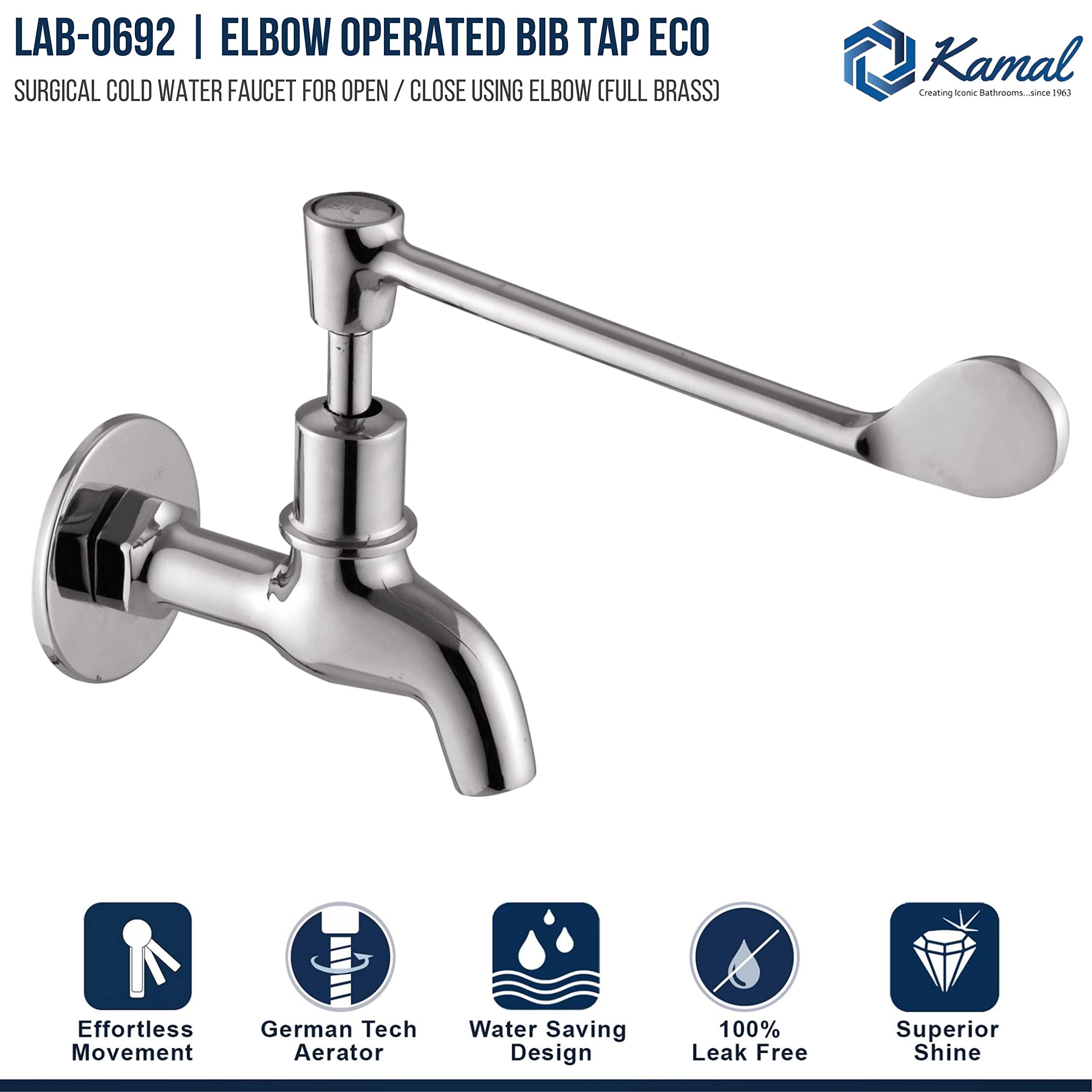 Eco Elbow Action Bib Tap Faucet (Full Brass) - by Kamal
