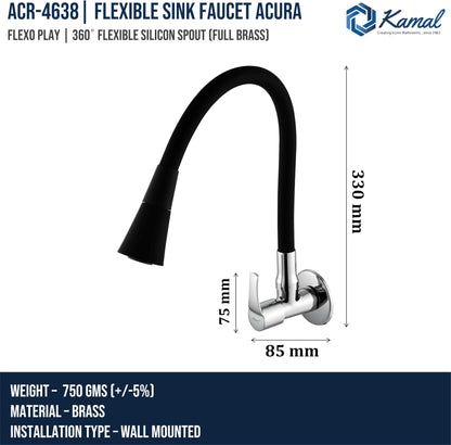 Acura Flexible Sink Tap Brass Faucet Flexo Play (Brass & Silicone) - by Kamal