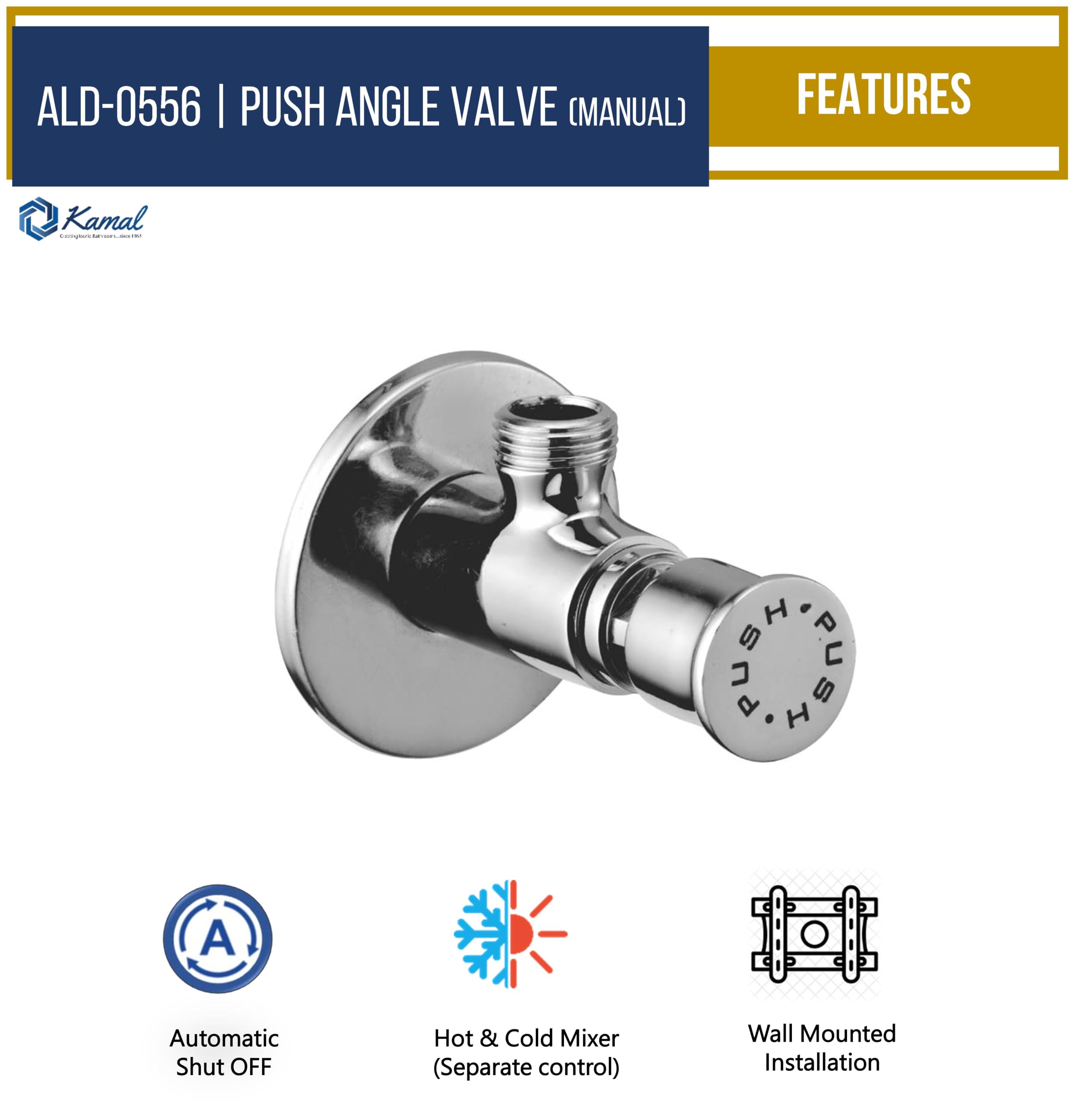 Push Angle Cock (Full Brass) - by Kamal