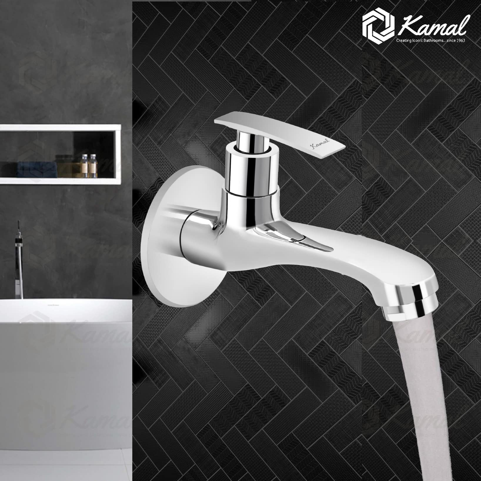 Vista Long Body Bib Tap (Full Brass) - by Kamal