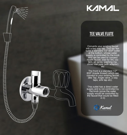 Tee Valve Cock Flute Twin Elbow Valve Faucet - by Kamal