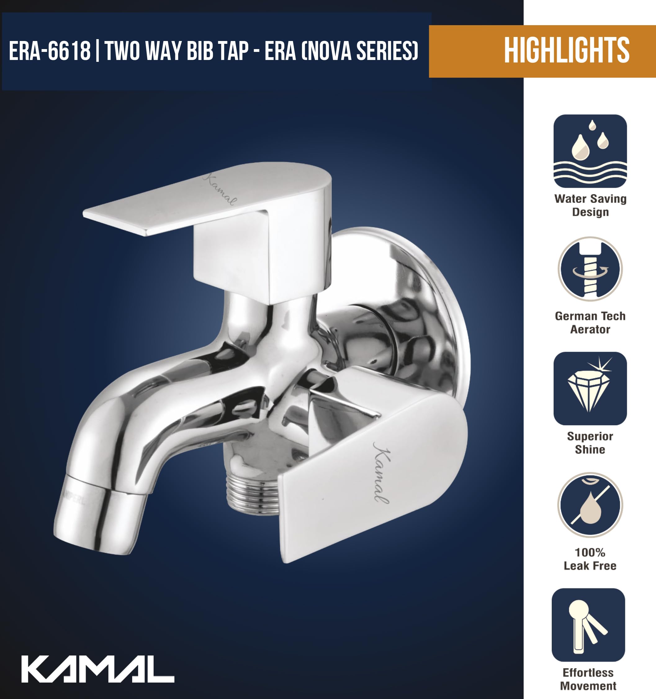 Kamal Two Way Bib Tap (Full Brass) - by Kamal