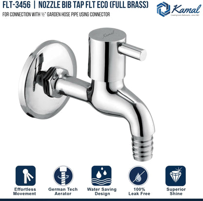 FLT Nozzle Bib Tap (Full Brass) - by Kamal