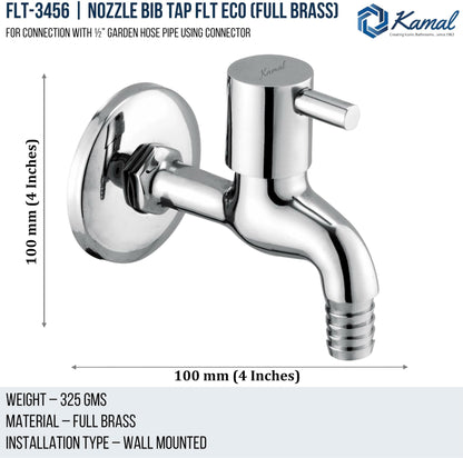 FLT Nozzle Bib Tap (Full Brass) - by Kamal