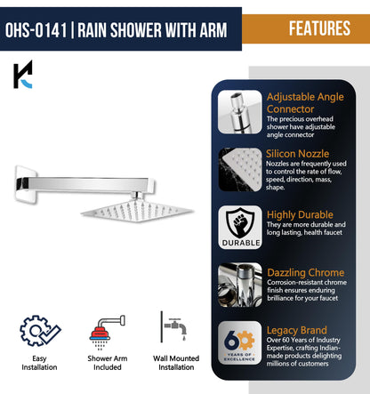 Ultra Slim Rain Shower Stainless Steel Shower Arm - by Kamal
