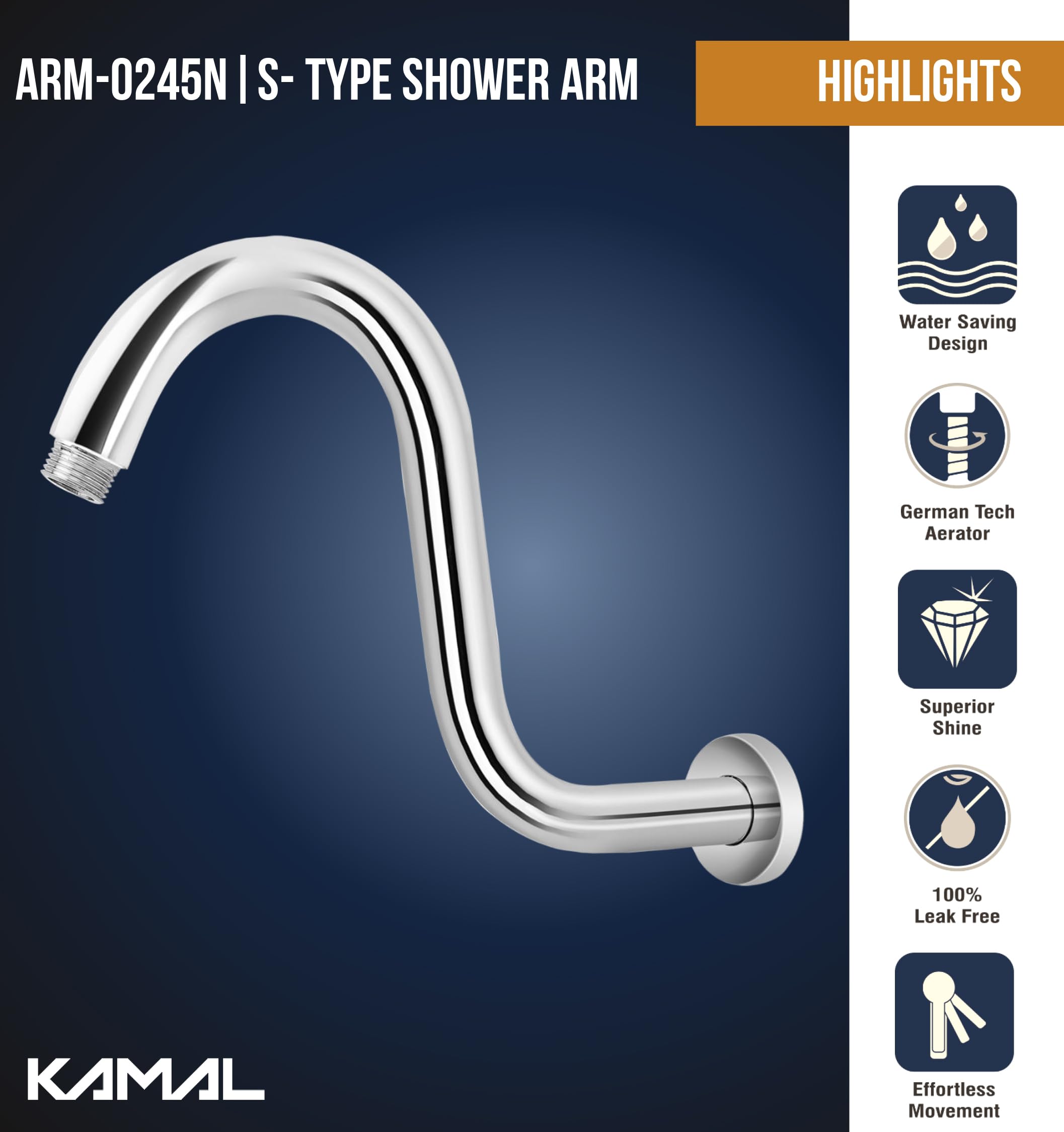 S-Type Shower Arm - by Kamal