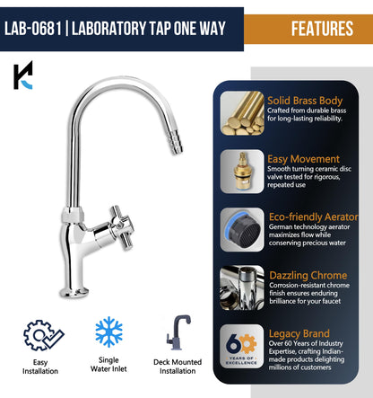 Eco Laboratory Tap One Way (Full Brass) - by Kamal