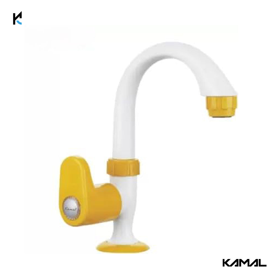 Amarillo Swan Neck Pillar Basin Tap (PTMT Plastic) - by Kamal