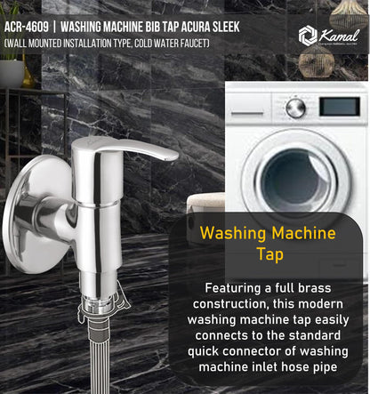 Acura Sleek Washing Machine Bib Tap (Full Brass) - by Kamal