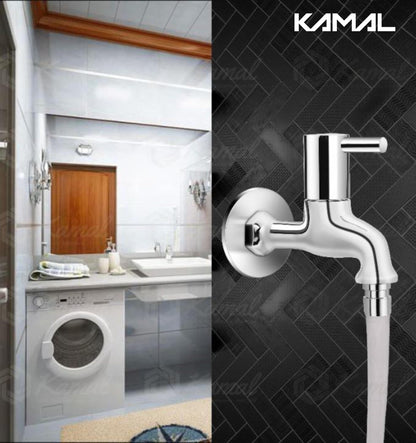 Dixy Washing Machine Bib Tap Faucet with Wall Flange (Full Brass) - by Kamal