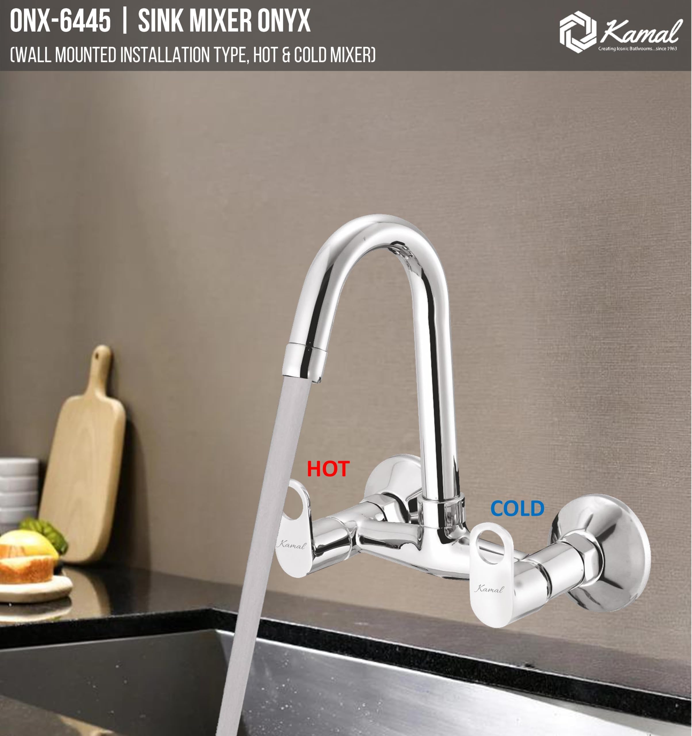 Onyx Sink Mixer - Hot & Cold Mixer Faucet (Full Brass)  - by Kamal