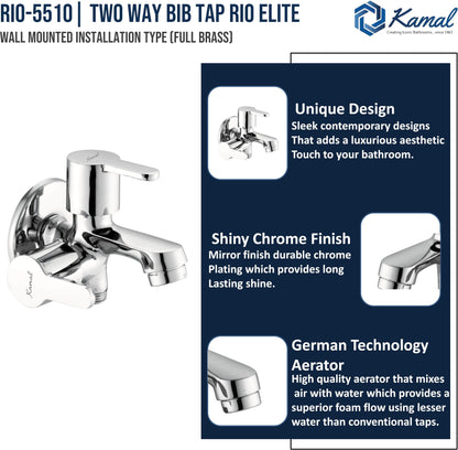 Rio Elite Two Way Bib Tap (Full Brass) - by Kamal