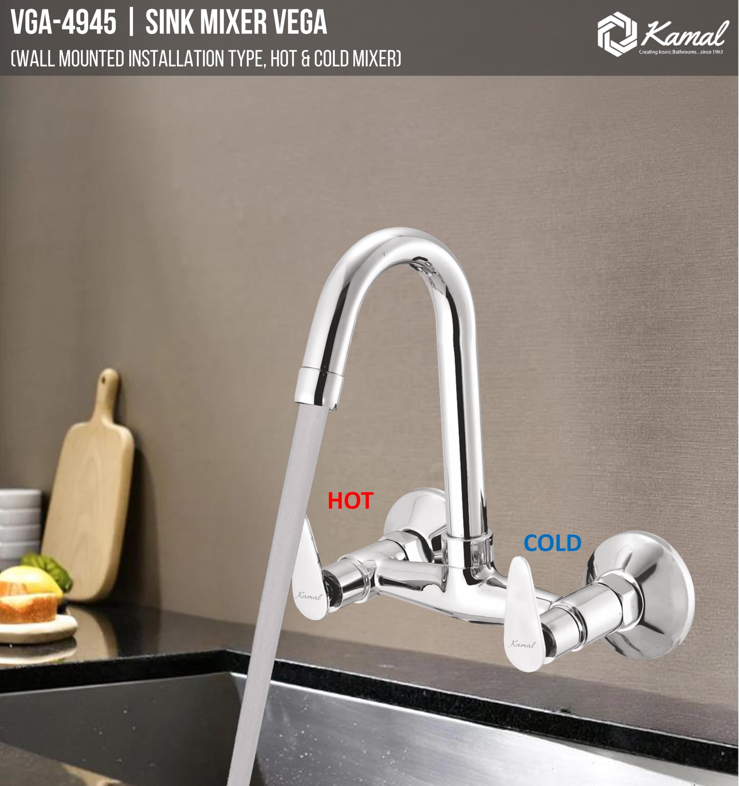 Vega Sink Mixer (Full Brass) - by Kamal