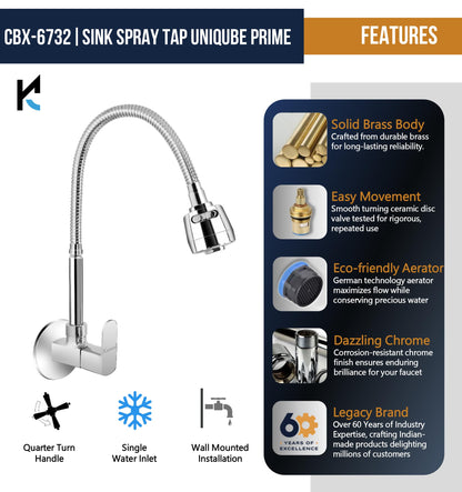 Cubix Prime Sink Spray Tap (Brass & SS Steel) - by Kamal