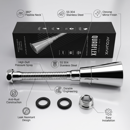 360° Flexible Faucet Extension SS 304 Four Flow Shower & Aerator Mode (ABS & SS Steel) - by Kamal
