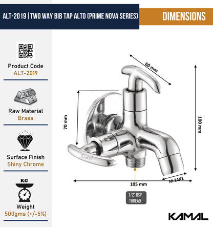 Alto Prime Nova Series  Two Way Bib Tap (Full Brass) - by Kamal