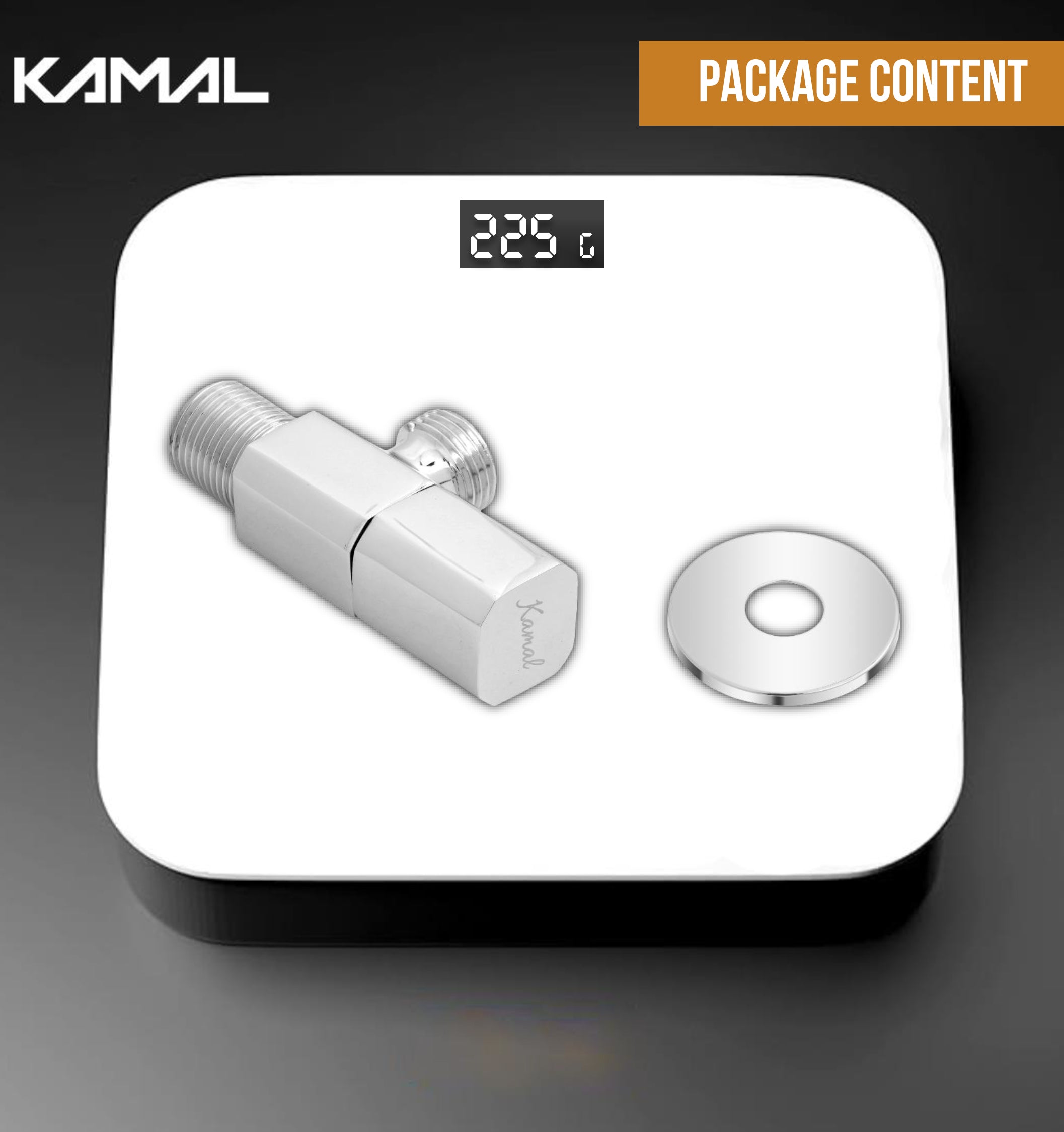 Cruz Premium Full Brass Angle Cock with Wall Flange (Full Brass) - by Kamal