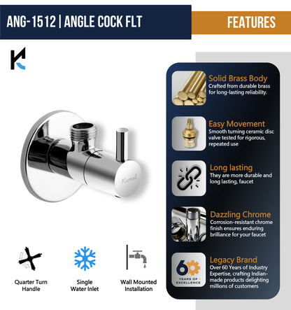 FLT Angle Valve with Wall Flange (Full Brass) - by Kamal