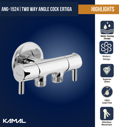 Ertiga Two Way Angle Valve with Wall Flange (Full Brass) - by Kamal