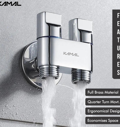 Nero Two Way Angle Valve (Full Brass) - by Kamal