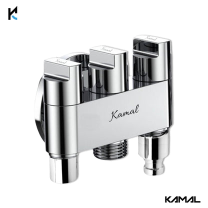 Apollo Three in One Angle Valve with Wall Flange (Full Brass) - by Kamal