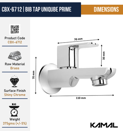 Cubix Prime Bib Tap (Full Brass) - by Kamal