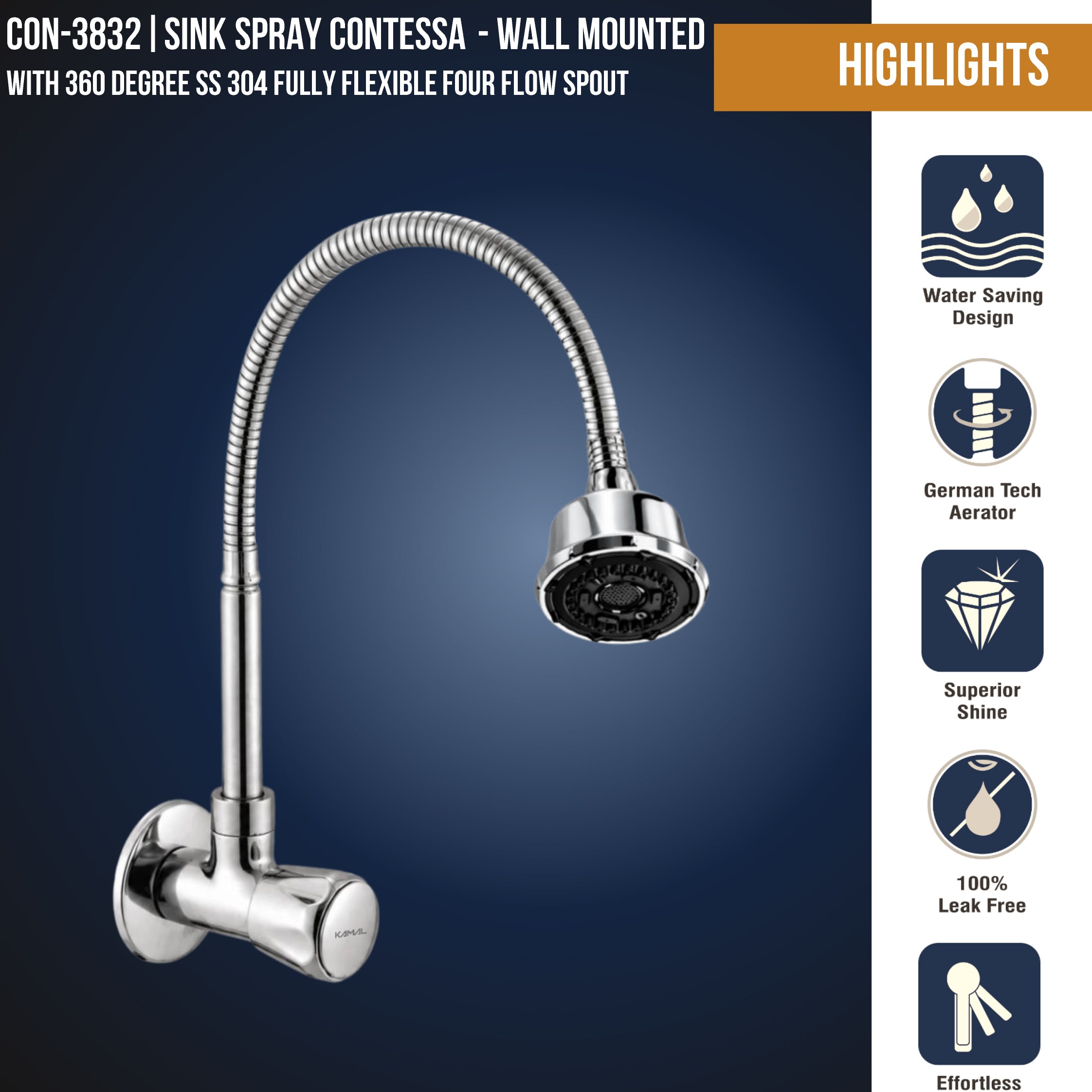 Contessa Neo Dual Flow Heavy Brass Body Sink Tap - by Kamal