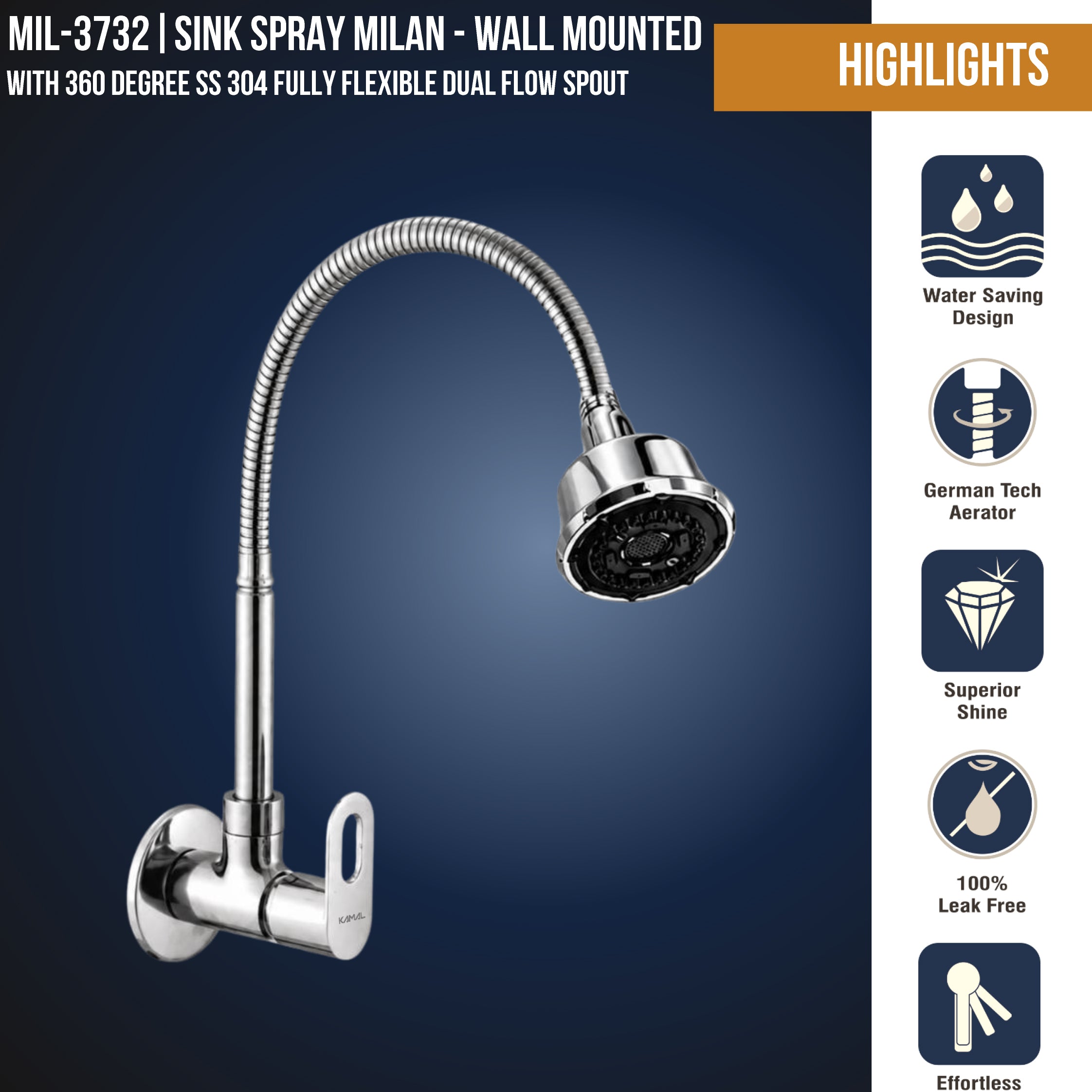 Milan Dual Flow Heavy Brass Body Sink Tap - by Kamal