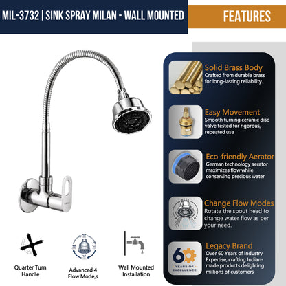 Milan Dual Flow Heavy Brass Body Sink Tap - by Kamal