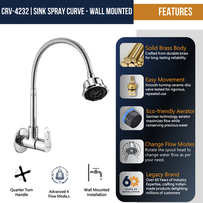 Curve Dual Flow Heavy Brass Body Sink Tap - by Kamal