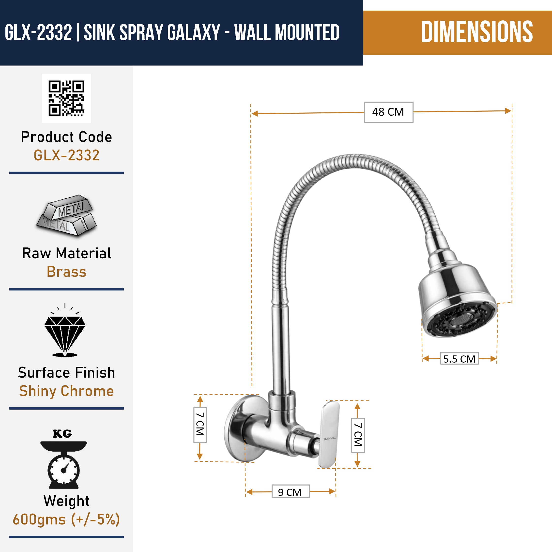 Galaxy Dual Flow Wall Mounted Sink Tap - by Kamal