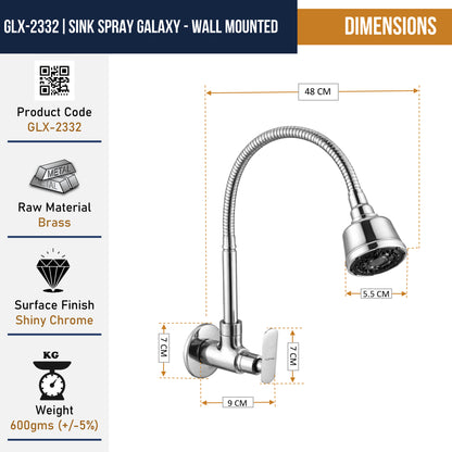 Galaxy Dual Flow Wall Mounted Sink Tap - by Kamal