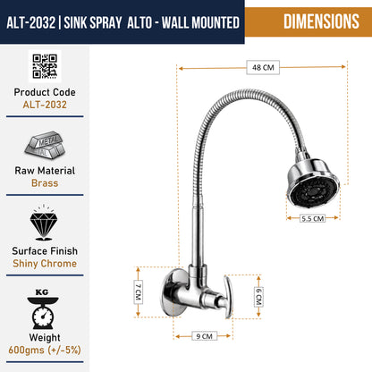 Alto Dual Flow Wall Mounted Sink Tap - by Kamal