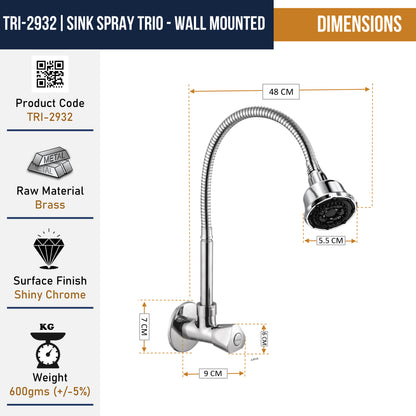 Trio Dual Flow Wall Mounted Sink Tap - by Kamal