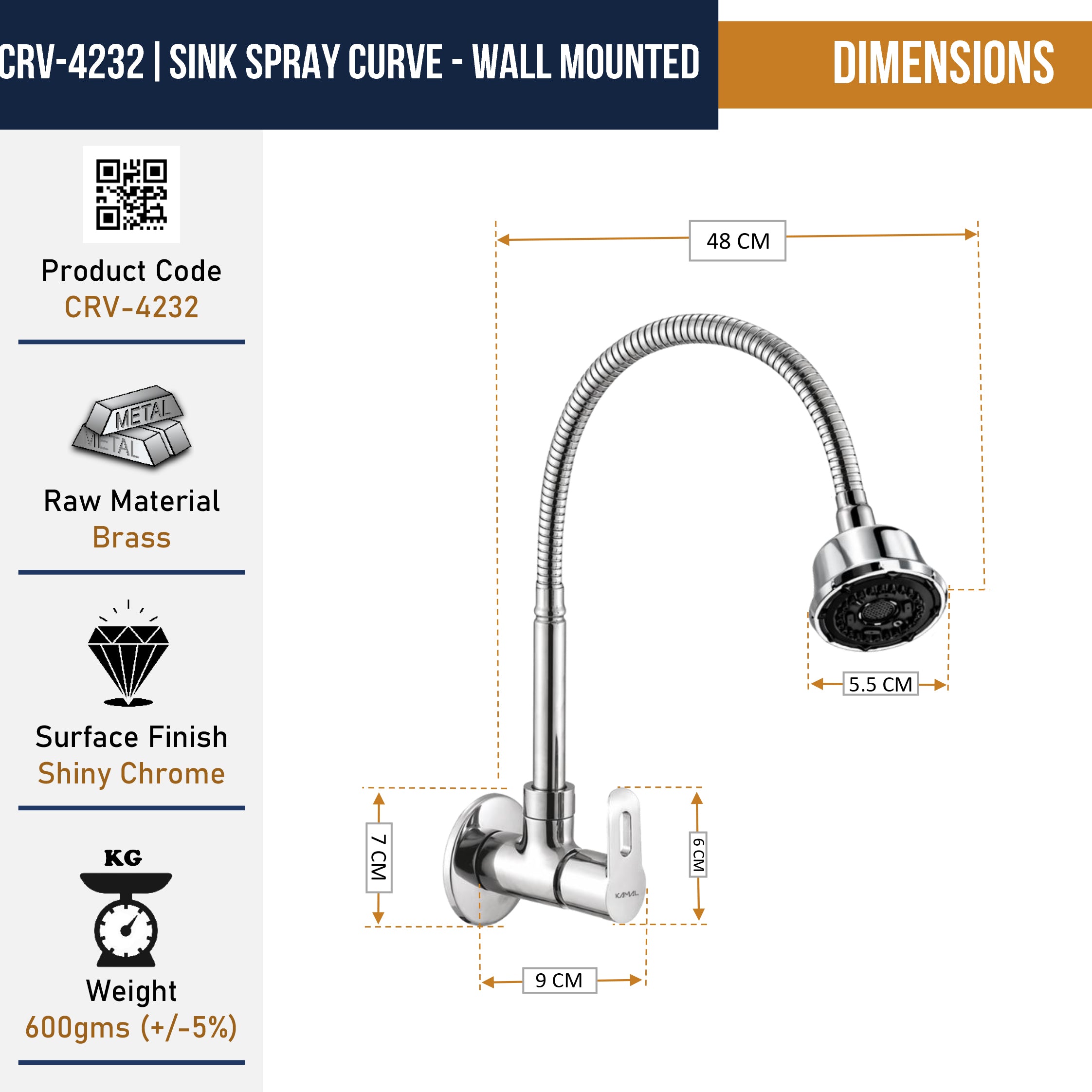 Curve Dual Flow Heavy Brass Body Sink Tap - by Kamal